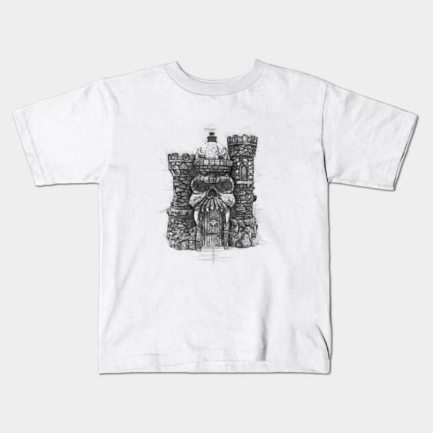 Castle Grayskull Sketch Kids T-Shirt by Blind Man Studio